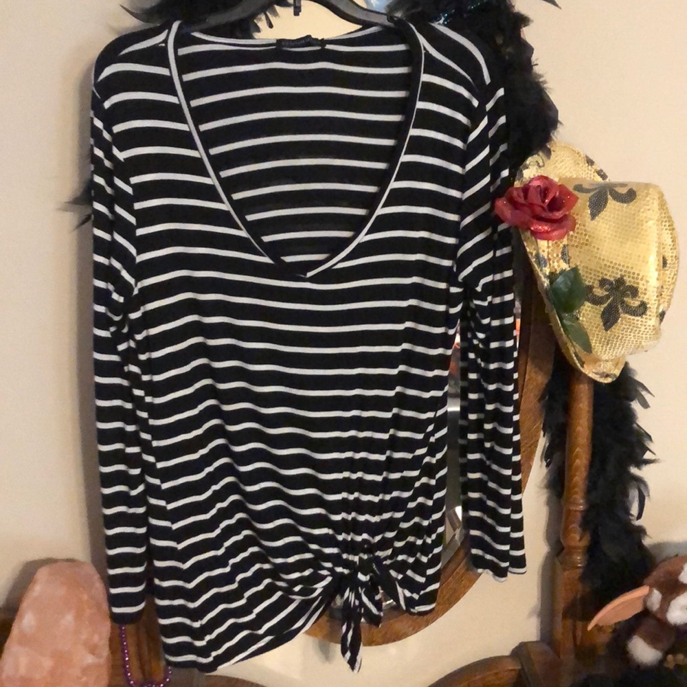 striped black and white soft polyester shirt